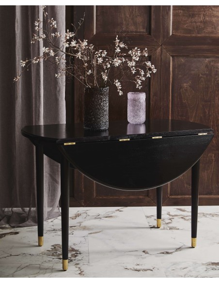 Mesa AHR Ø119 cm de Comedor, Mango Negro / Latón - Nordal. Vackart