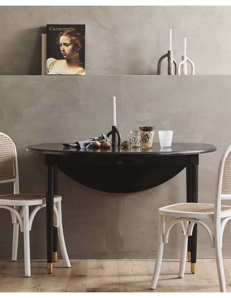 Mesa AHR Ø119 cm de Comedor, Mango Negro / Latón - Nordal. Vackart