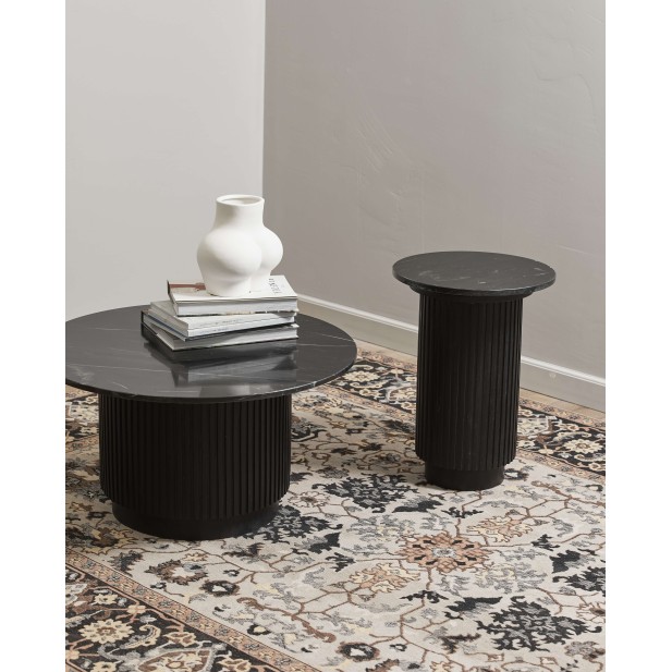 Mesa Auxiliar ERIE Ø40 cm, Mango / Mármol Negro - Nordal. Vackart
