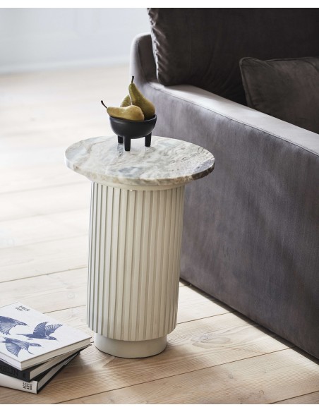 Mesa Auxiliar ERIE Ø40 cm, Mango / Mármol Marfil - Nordal. Vackart