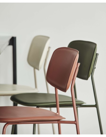 Silla de Comedor ESA, Metal / PU Rojo Óxido - Nordal. Vackart