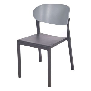 Silla Exterior MINNEAPOLIS, Metal Antracita / Plástico Azul Grisáceo. Vackart