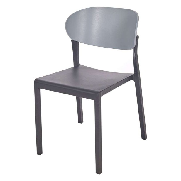 Silla Exterior MINNEAPOLIS, Metal Antracita / Plástico Azul Grisáceo. Vackart