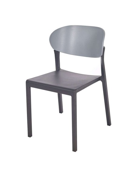 Silla Exterior MINNEAPOLIS, Metal Antracita / Plástico Azul Grisáceo. Vackart