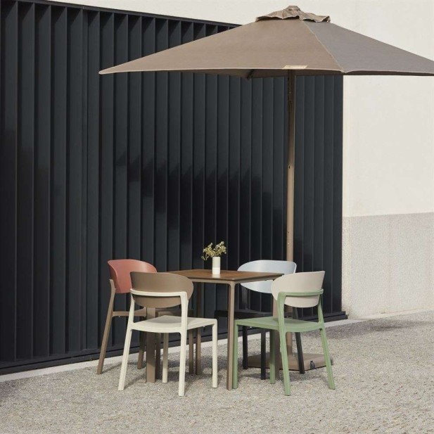 Silla Exterior MINNEAPOLIS, Metal Antracita / Plástico Azul Grisáceo. Vackart