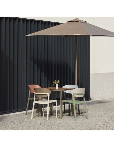 Silla Exterior MINNEAPOLIS, Metal Antracita / Plástico Azul Grisáceo. Vackart