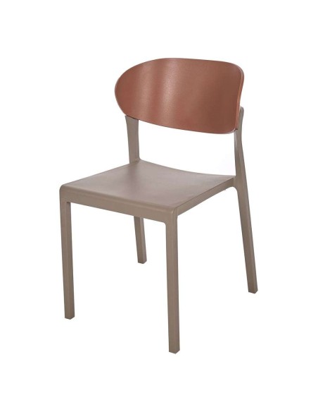 Silla Exterior LAKE, Polipropileno Topo / Terracota. Vackart