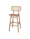 Taburete Alto RINALDO 74 cm, Madera / Ratán Natural