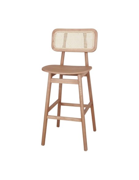 Taburete Alto RINALDO 74 cm, Madera / Ratán Natural. Vackart