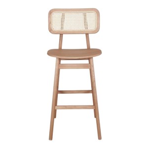 Taburete Alto RINALDO 74 cm, Madera / Ratán Natural. Vackart 2