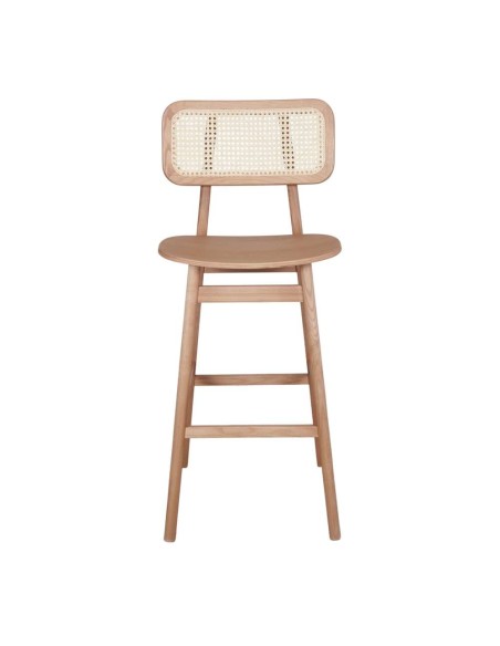 Taburete Alto RINALDO 74 cm, Madera / Ratán Natural. Vackart