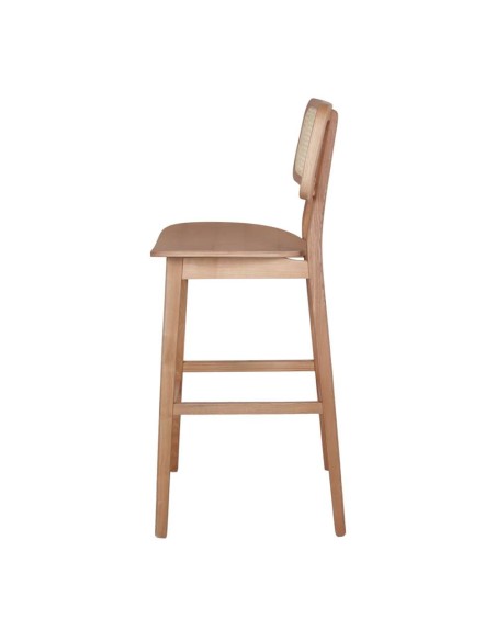 Taburete Alto RINALDO 74 cm, Madera / Ratán Natural. Vackart