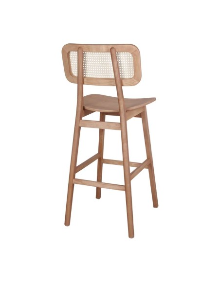 Taburete Alto RINALDO 74 cm, Madera / Ratán Natural. Vackart