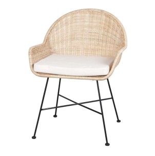 Silla con Brazos KAMIN, Metal / Ratán Natural - Vackart. Las más exclusivas y modernas sillas de diseño nórdico, solo en Vackart, tu tienda diseño online.