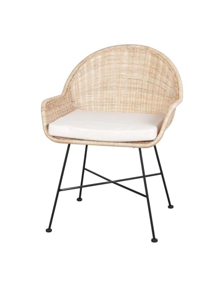 Silla con Brazos KAMIN, Metal / Ratán Natural. Vackart