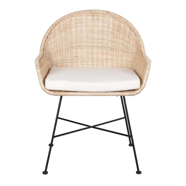 Silla con Brazos KAMIN, Metal / Ratán Natural. Vackart