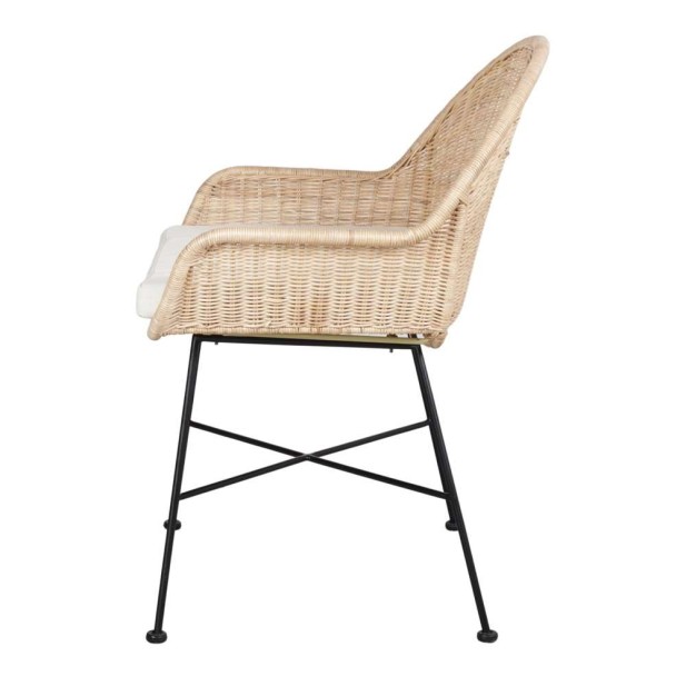 Silla con Brazos KAMIN, Metal / Ratán Natural. Vackart