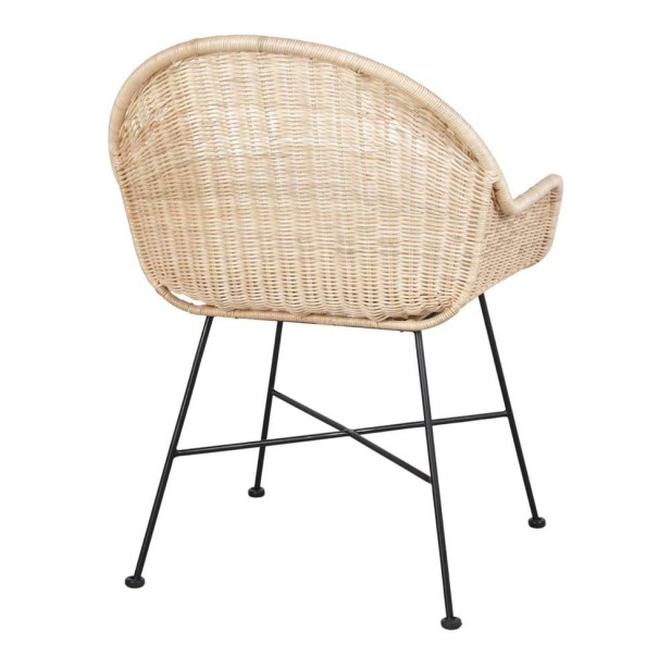 Silla con Brazos KAMIN, Metal / Ratán Natural. Vackart