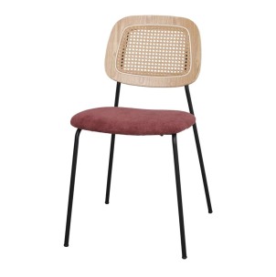 Silla BAYTON, Metal Negro / Ratán / Textil Granate - Vackart. Las más exclusivas y modernas sillas de diseño nórdico, solo en Vackart, tu tienda diseño.