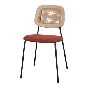 Silla BAYTON, Metal Negro / Ratán / Textil Terracota - Vackart. Las más exclusivas y modernas sillas de diseño nórdico, solo en Vackart, tu tienda diseño.