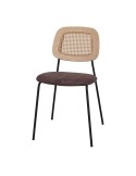 Silla BAYTON, Metal Negro / Ratán / Textil Topo