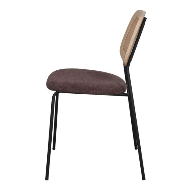 Silla BAYTON, Metal Negro / Ratán / Textil Topo. Vackart Silla BAYTON, Metal Negro / Ratán / Textil Topo. Vackart