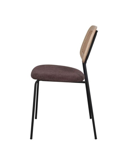 Silla BAYTON, Metal Negro / Ratán / Textil Topo. Vackart