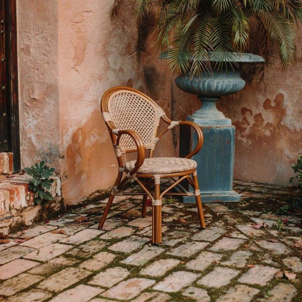 Silla LAUDRY, Metal Efecto Bambú / Ratán Sintético. Vackart Silla LAUDRY, Metal Efecto Bambú / Ratán Sintético. Vackart