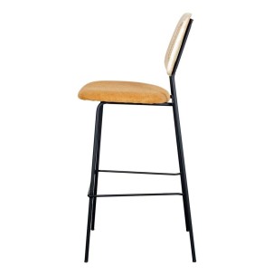 Taburete Alto CARDINAL 75 cm, Metal / Ratán / Textil Curry. Vackart 2