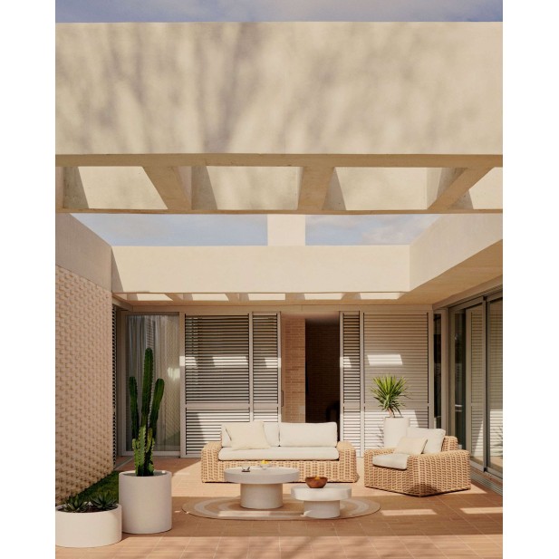 Mesa de centro redonda Aiguablava Ø90cm cemento blanco - Kave Home