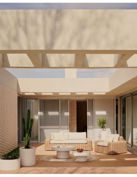 Mesa de centro redonda Aiguablava Ø90cm cemento blanco - Kave Home