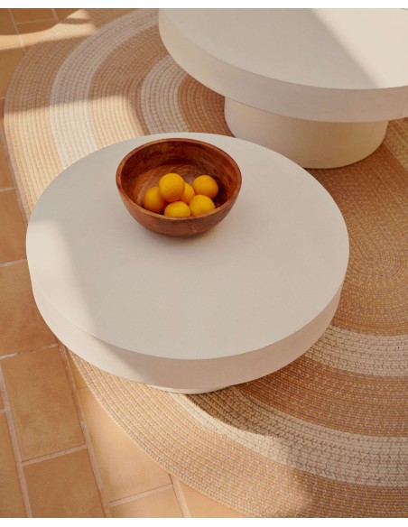 Mesa de centro redonda Aiguablava Ø90cm cemento blanco - Kave Home