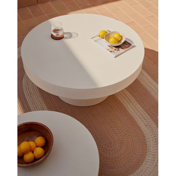 Mesa de centro redonda Aiguablava Ø90cm cemento blanco - Kave Home