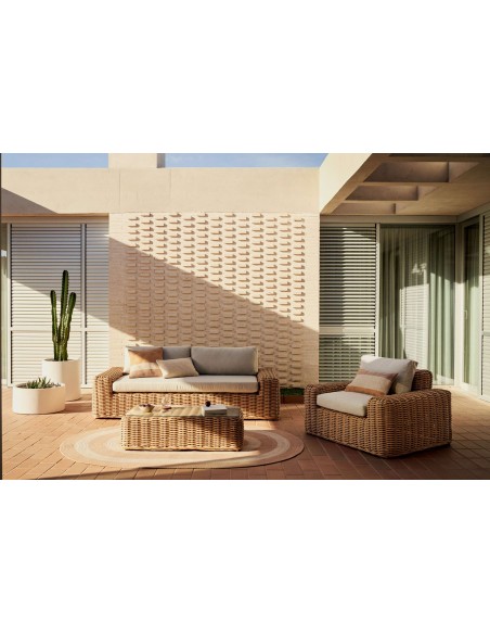 Mesa de centro redonda Aiguablava Ø66cm cemento blanco - Kave Home