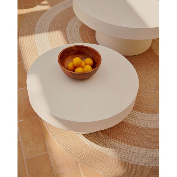 Mesa de centro redonda Aiguablava Ø66cm cemento blanco - Kave Home