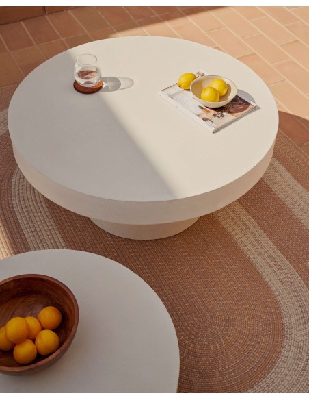 Mesa de centro redonda Aiguablava Ø66cm cemento blanco - Kave Home