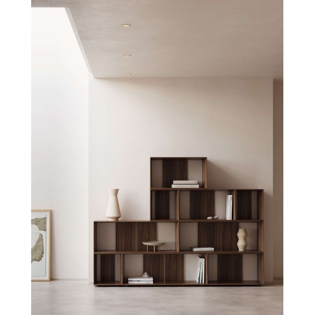 Set Litto de 9 estanterías modulares de chapa de nogal 202x114 cm Kave