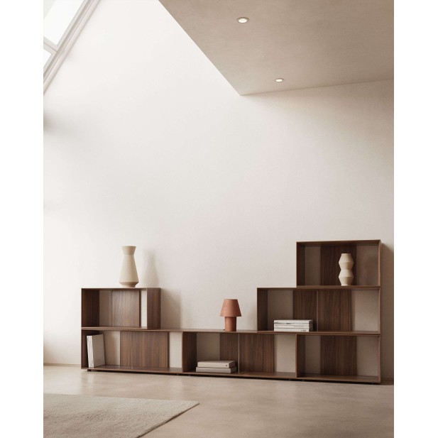 Set Litto de 9 estanterías modulares de chapa de nogal 202x114 cm Kave