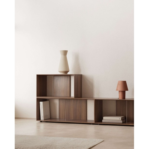 Set Litto de 9 estanterías modulares de chapa de nogal 202x114 cm Kave