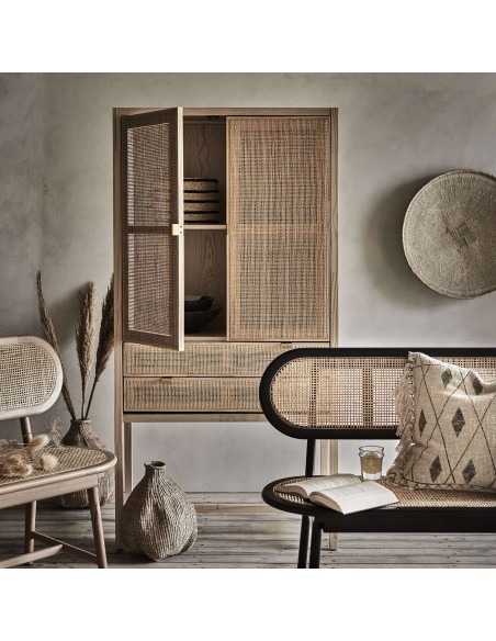 Banco HARRY, Madera Negra / Ratán Natural - Affari. Vackart