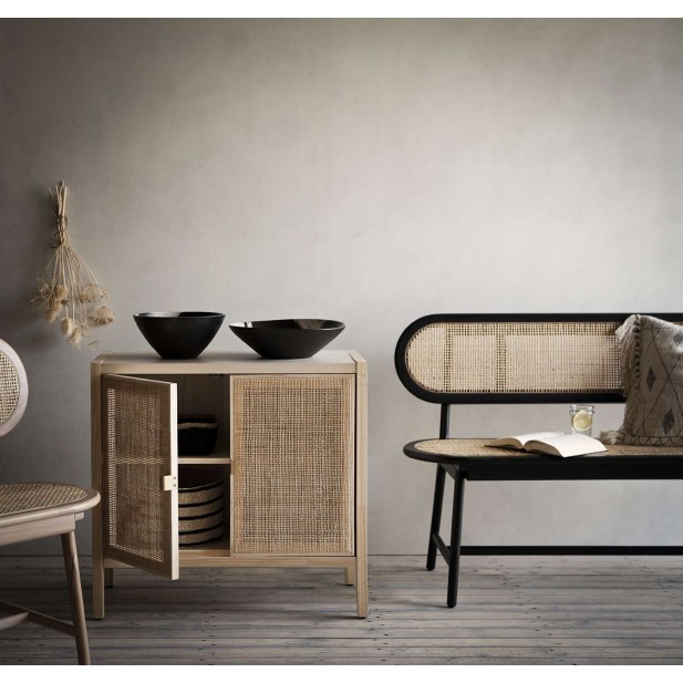 Banco HARRY, Madera Negra / Ratán Natural - Affari. Vackart