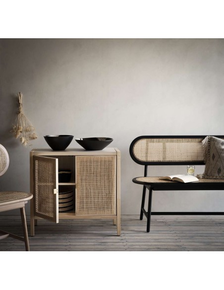 Banco HARRY, Madera Negra / Ratán Natural - Affari. Vackart