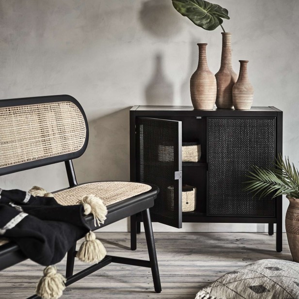 Banco HARRY, Madera Negra / Ratán Natural - Affari. Vackart