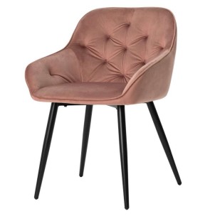 Silla con Brazos KNUS, Terciopelo Coral / Metal Negro - Vackart. La más exclusiva selección de sillas de diseño nórdico en Vackart, tu tienda de diseño online.
