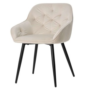 Silla con Brazos KNUS, Terciopelo Beige / Metal Negro - Vackart. La más exclusiva selección de sillas de diseño nórdico en Vackart, tu tienda de diseño online.