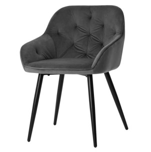 Silla con Brazos KNUS, Terciopelo Gris / Metal Negro - Vackart. La más exclusiva selección de sillas de diseño nórdico en Vackart, tu tienda de diseño online.