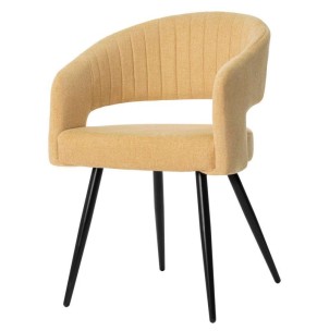 Silla con Brazos KOMFO, Textil Mostaza / Metal Negro - Vackart. La más exclusiva selección de sillas de diseño nórdico en Vackart, tu tienda de diseño online.