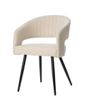 Silla con Brazos KOMFO, Textil Beige / Metal Negro