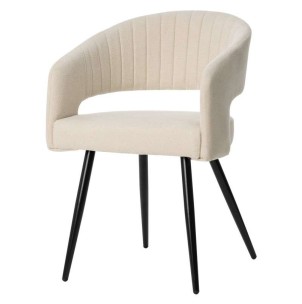 Silla con Brazos KOMFO, Textil Beige / Metal Negro - Vackart. La más exclusiva selección de sillas de diseño nórdico en Vackart, tu tienda de diseño online.