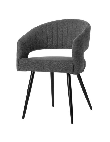 Silla KOMFO con Brazos, Textil Gris Oscuro / Metal Negro. Vackart